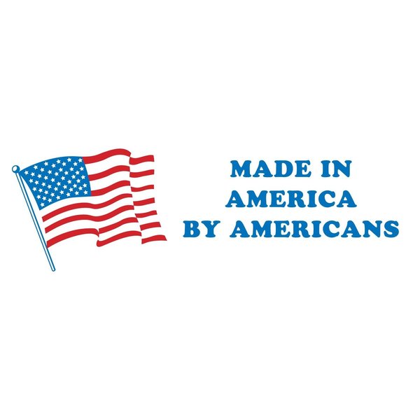 Decker Tape Products Label, DL1665, FLAG MADE IN AMERICA BY AMERICANS, 2" X 6" DL1665